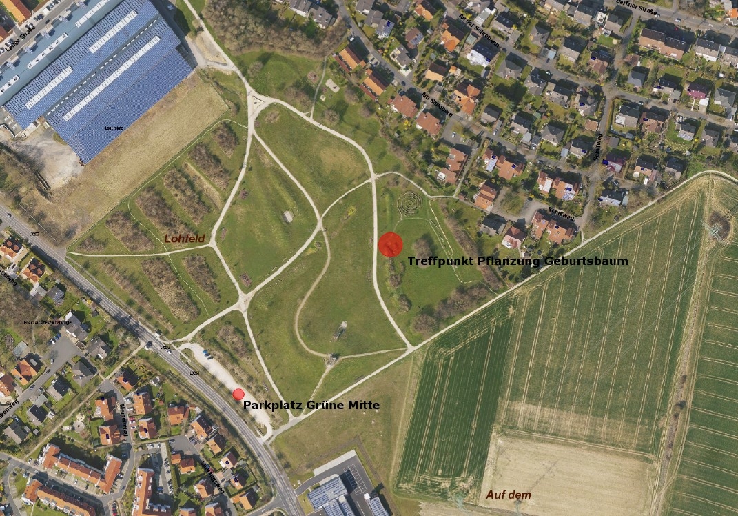 Hier in der "Grünen Mitte" wird am 23.10. der Geburtsapfelbaum für alle neugeborenen Lohfeldener Kinder aus dem Jahr 2018 gepflanzt. Die Gemeinde Lohfelden freut sich schon jetzt auf zahlreiche Gäste!
