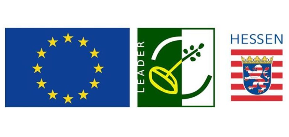Logos LEADER Region, Region Kassel-Land und Land Hessen.