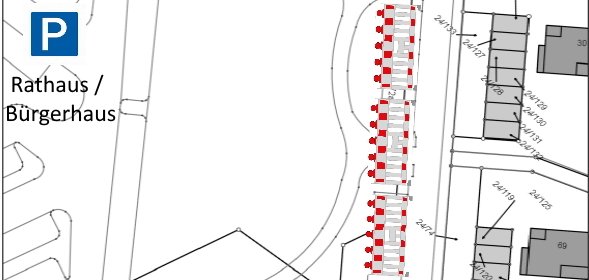 Sperrung der öffentlichen Parkplätze am Beginn des Quellenweges