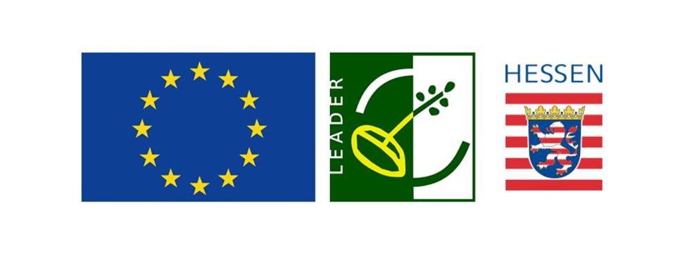 Logos LEADER Region, Region Kassel-Land und Land Hessen.