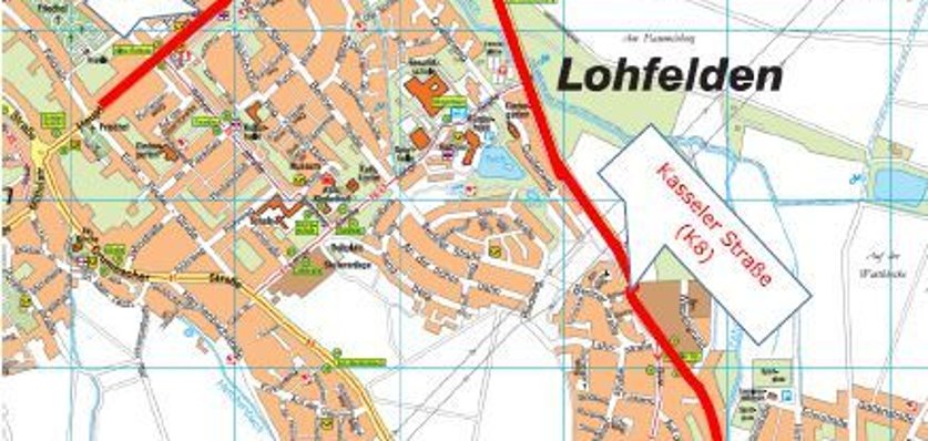 Umleitungsplan für die Vollsperrung der Vollmarshäuser Straße