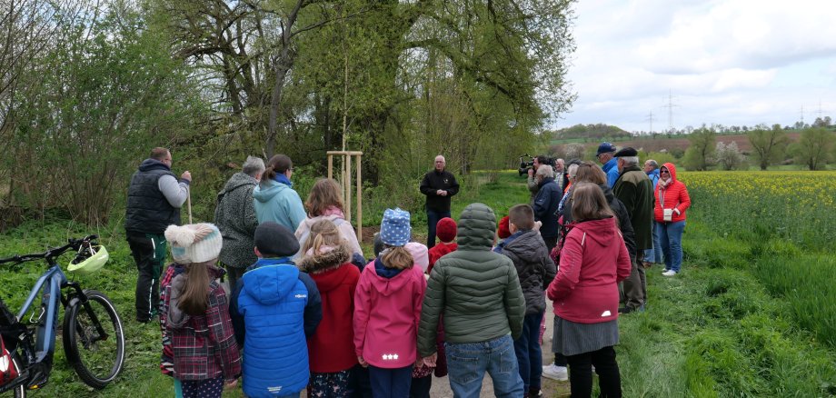 Zahlreiche Bürgerinnen und Bürger versammelten sich am 25.04. zur Pflanzung des Baumes des Jahres 2023 am Fahrenbach.