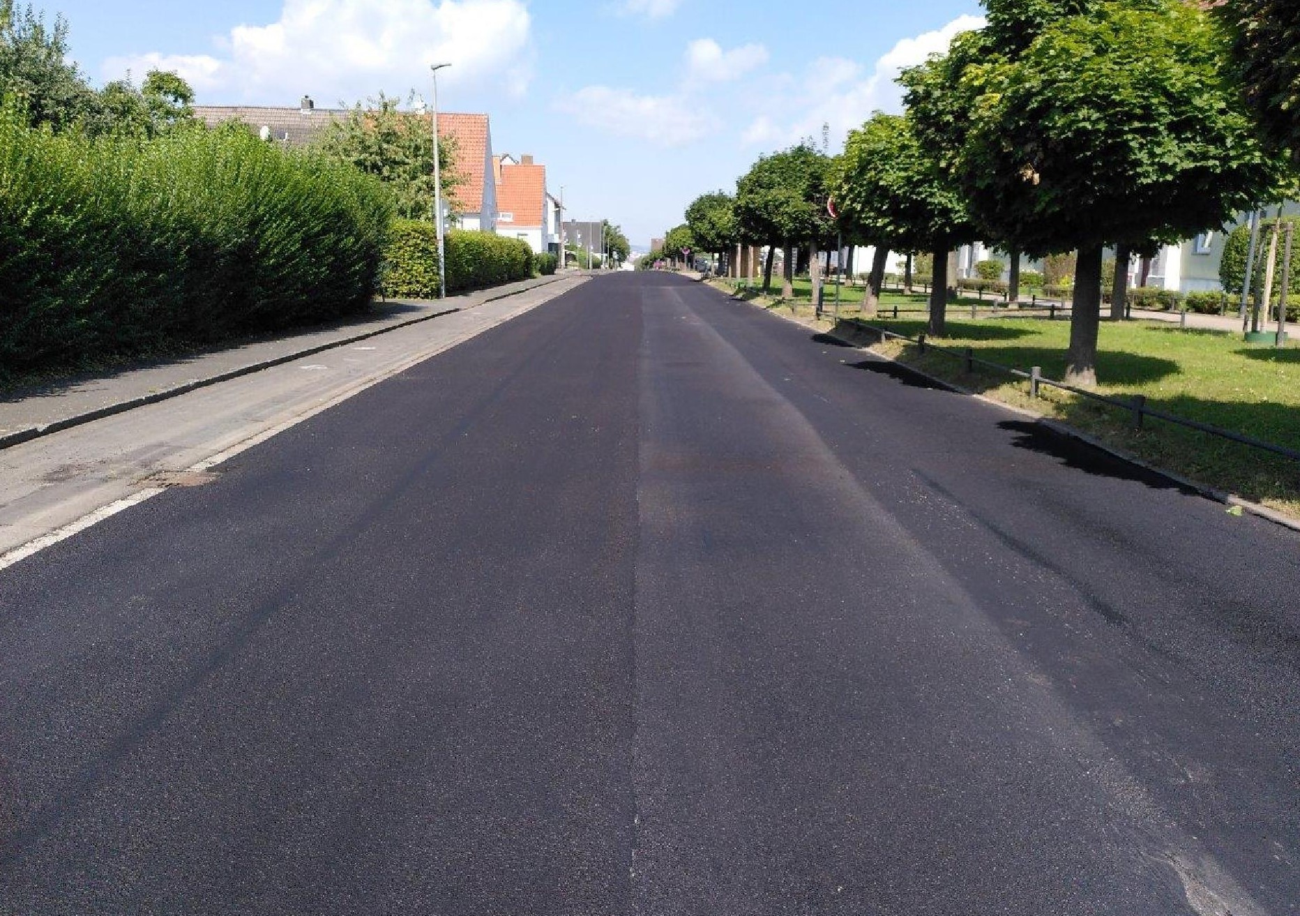 Die Söhrestraße nach erfolgreicher Fertigstellung der Bauarbeiten.