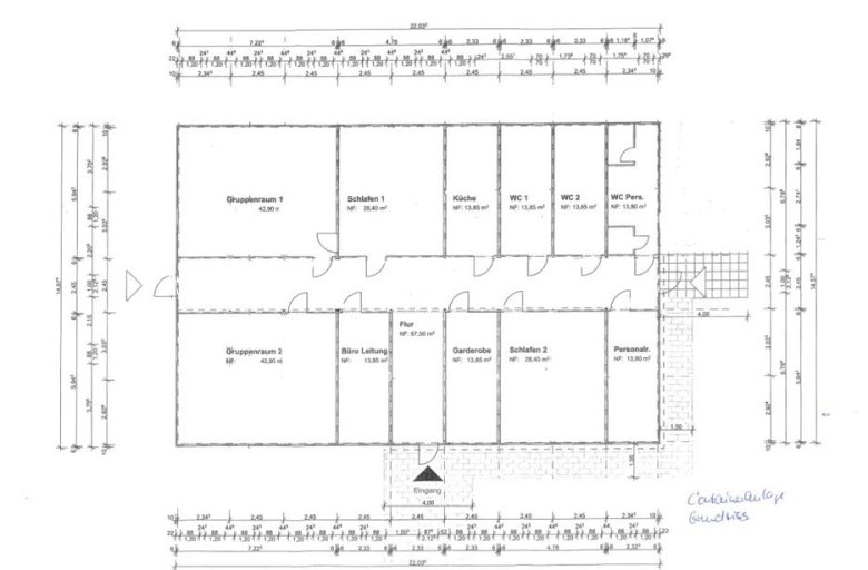 Plan Container-Anlage; Plan mit Maßen