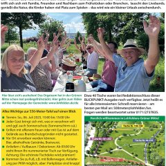 Endspurt in Sachen 550-Meter-Tafel: Sichert Euch Plätze und kommt alle vorbei am 6. Juli!