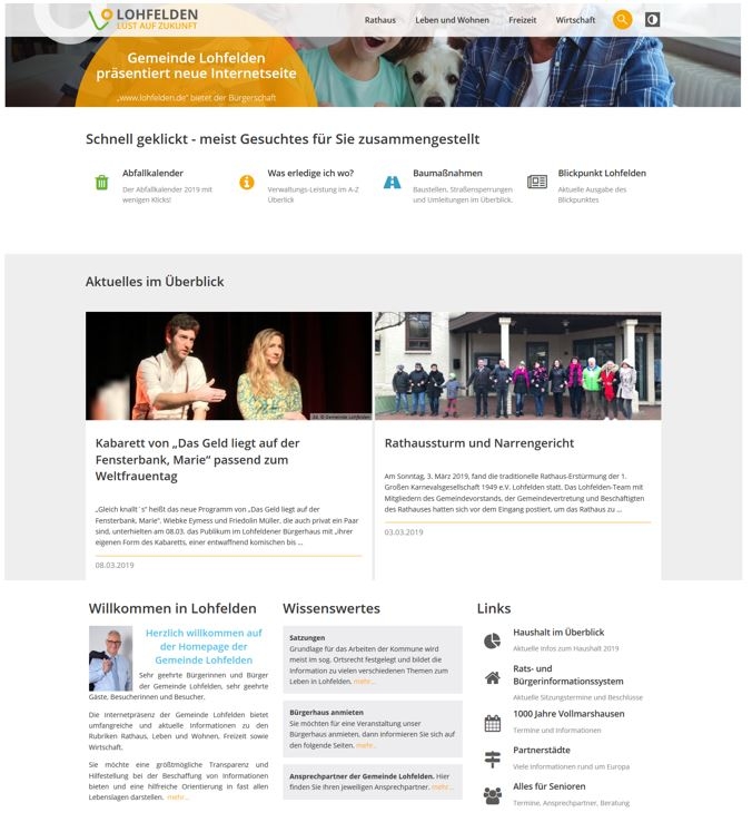 Die neue Website der Gemeinde Lohfelden.