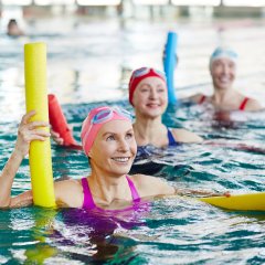 Aerobics in swimming pool