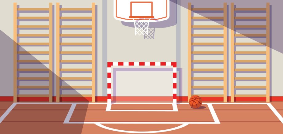 Zeichnung einer Sporthalle.