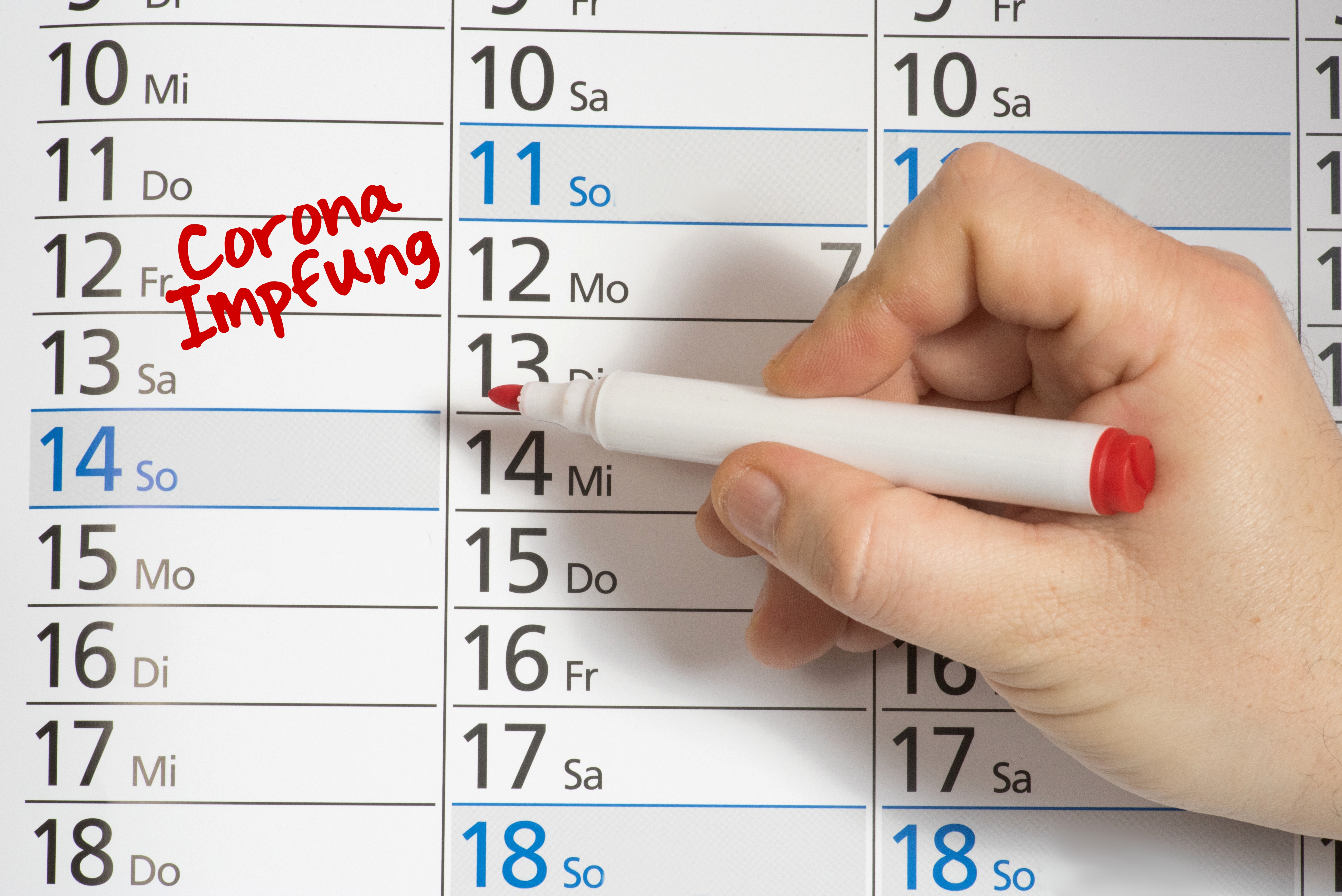 Impftermine Ein Kalender und Termin für die Impfung gegen Corona Virus.
