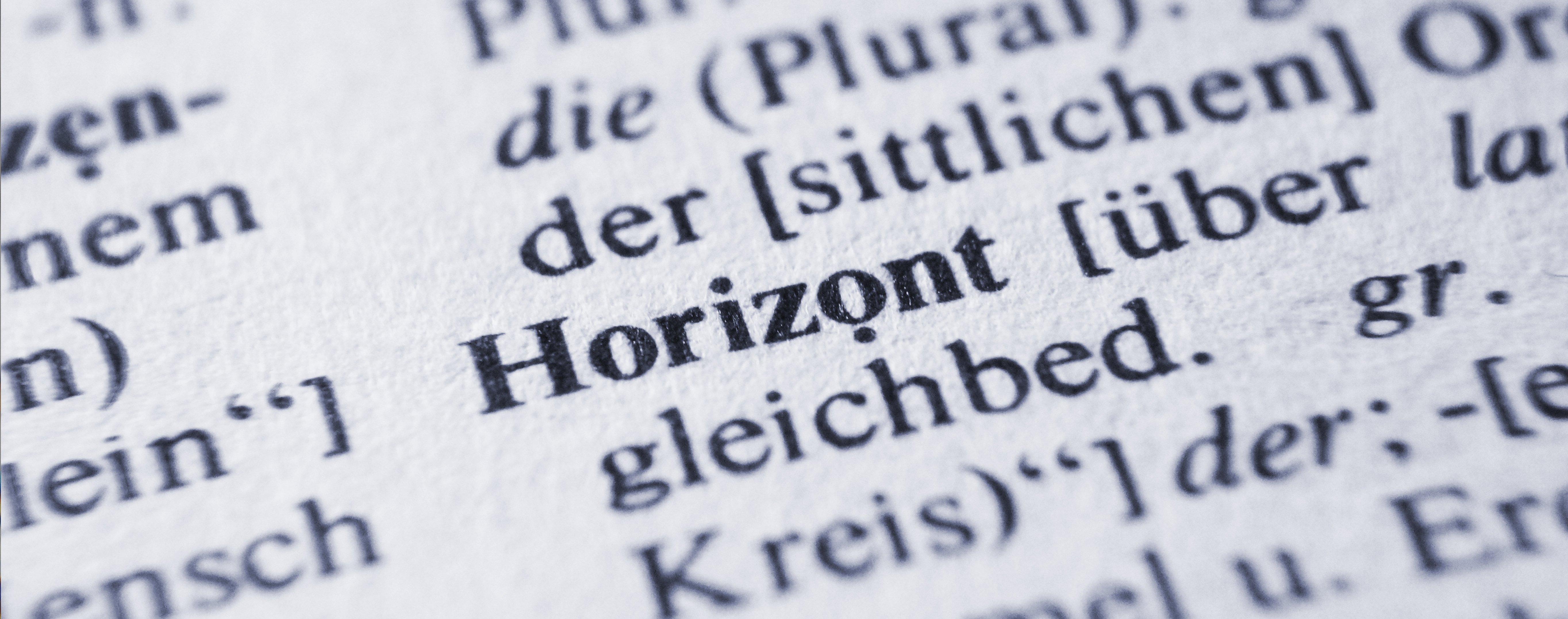 Ausschnitt aus einer Seite aus einem Wörterbuch, das Wort "Horizont" ist deutlich zu sehen.