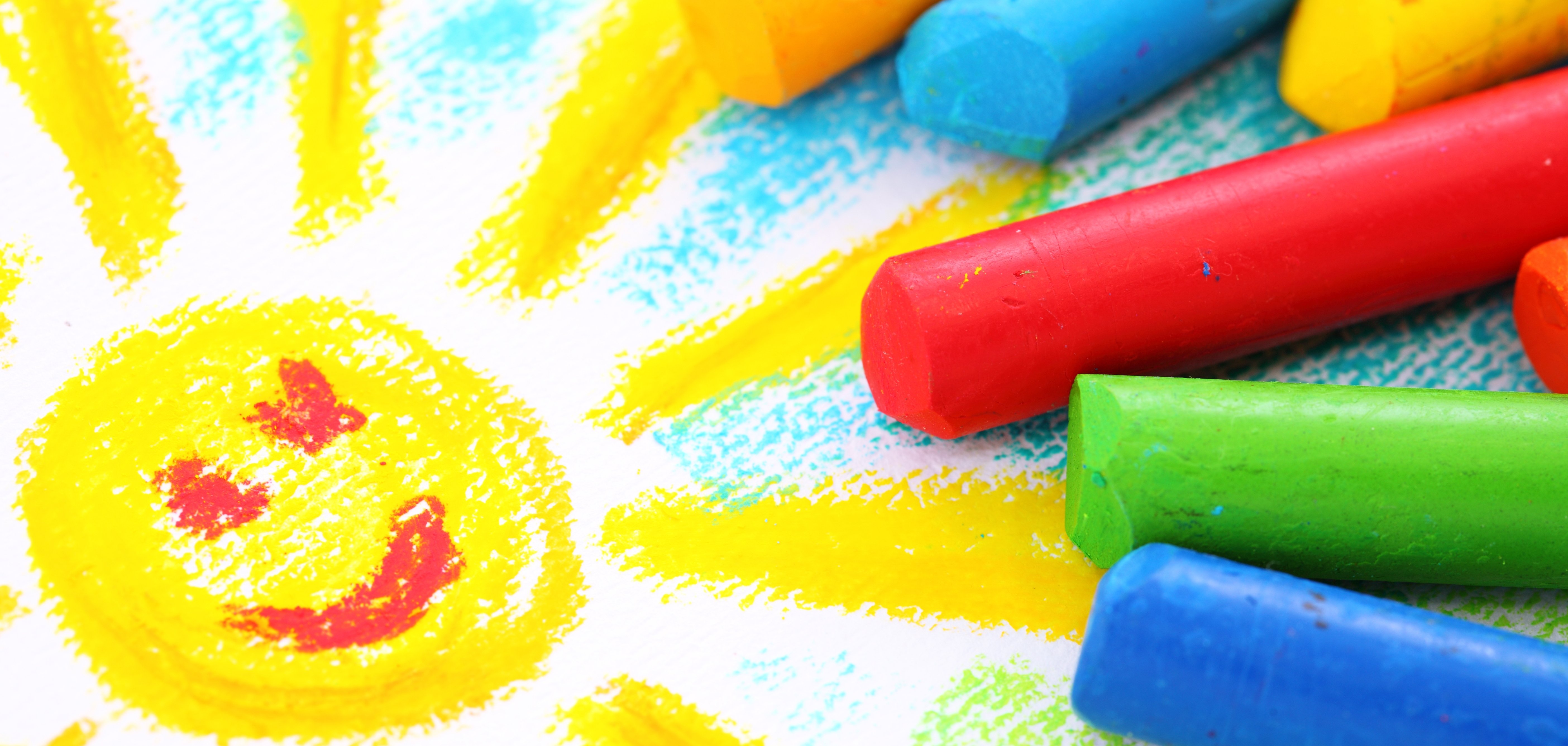 Sonne - mit Wachsmalstiften gemalt.