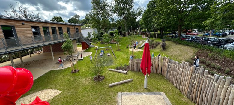 Der Garten der KiTa Lo-Hüpfer von oben. 