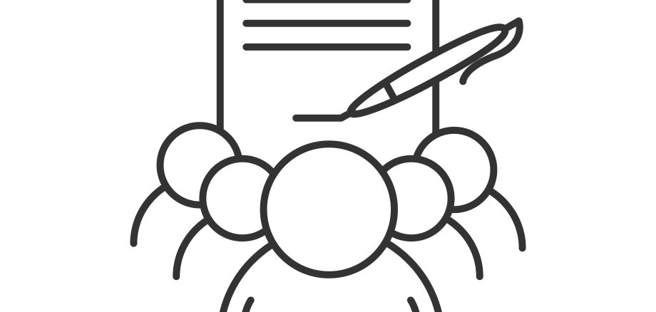 Petition icon. Signed document with group of people simple vector illustration