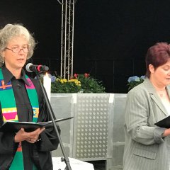 Pfarrerin Kerstin Grenzebach und Gemeindereferentin Jenny Armbröster hielten den Gottesdienst.