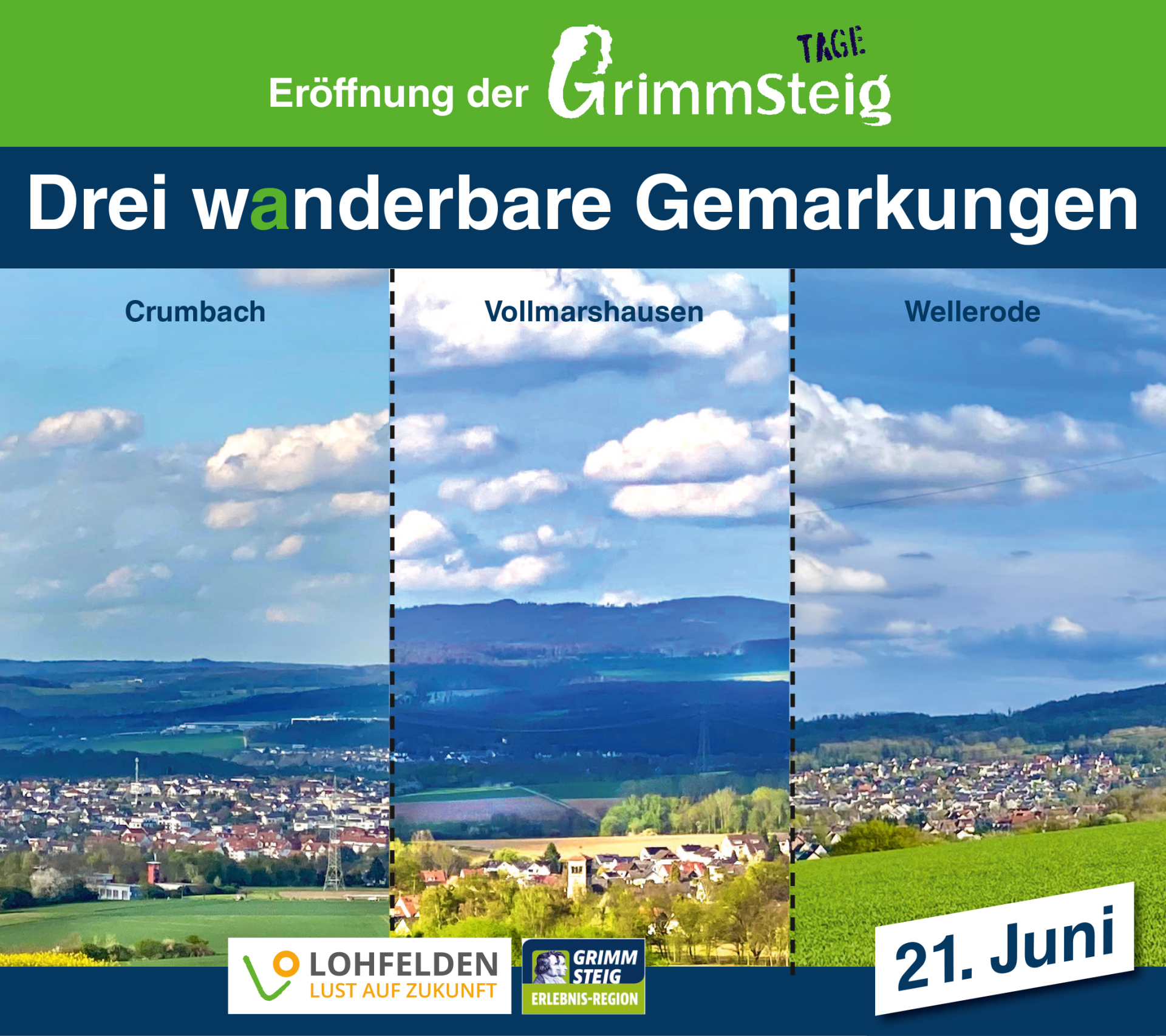 Eröffnung der GrimmSteig-Tage: Drei wanderbare Gemarkungen - Crumbach Vollmarshausen Wellerode 