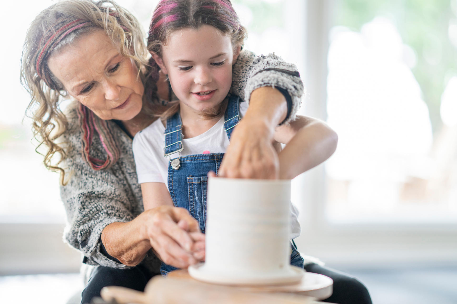 Working a Pottery Wheel with Grandma