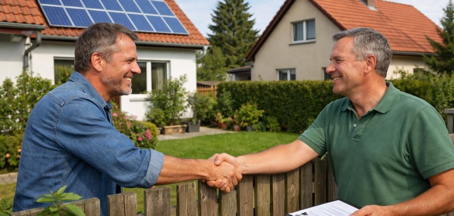 Handschlag zwischen Nachbarn Handschlag zwischen Nachbarn