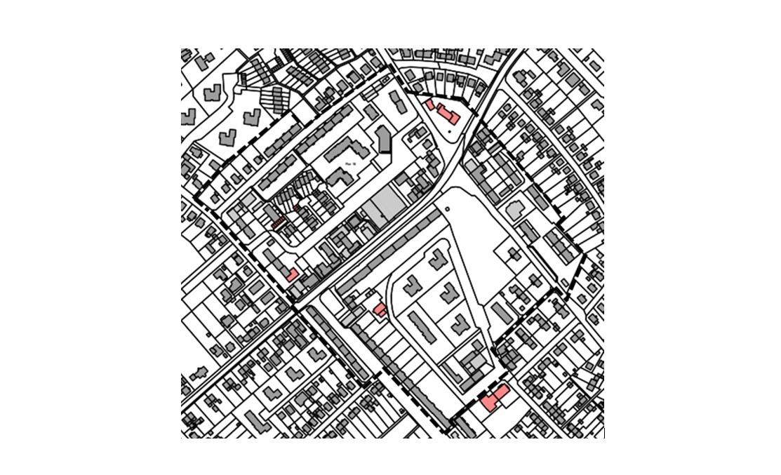 Geltungsbereich B-Plan Nr. 61 „Hauptstraße – zentraler Bereich“ (ohne Maßstab)