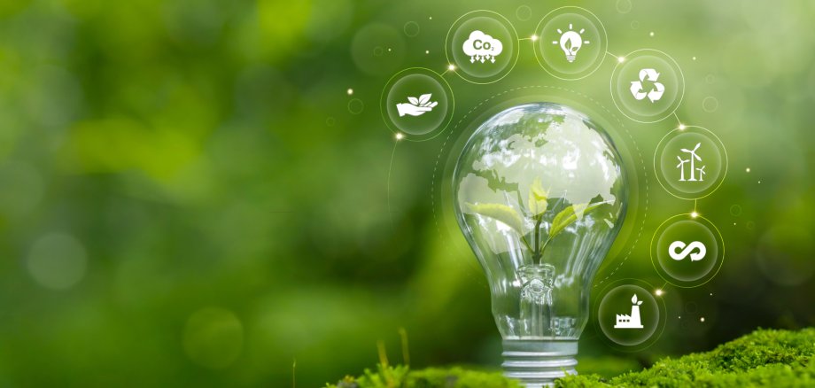 Sustainable Environment concept. ESG, green energy. Carbon emission low neutral, net zero, renewable energy, Green business, Climate neutral long term strategy on a green background.