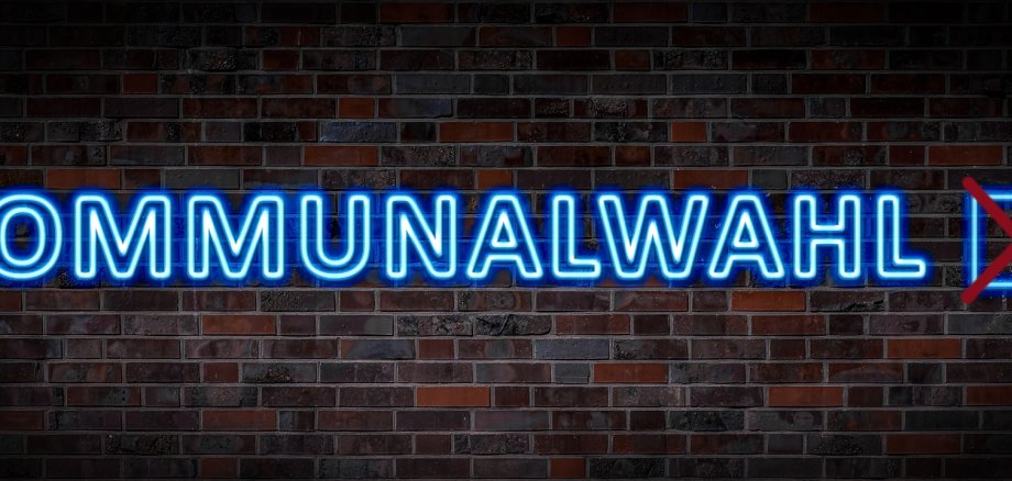 Neon sign with the German inscription for "local election"