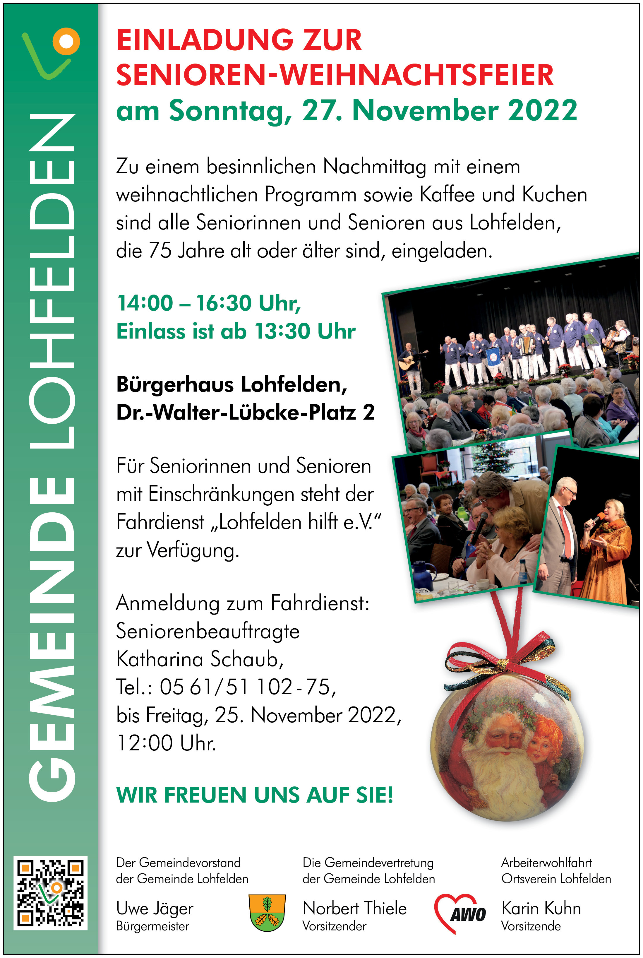 Einladung zur Senioren Weihnachtsfeier